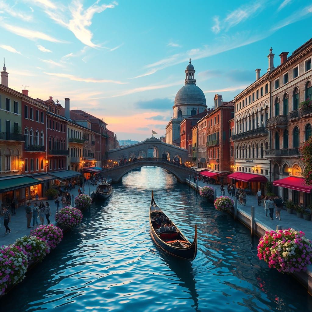 Dreamy Venice at Dusk: City of Lovers in Bloom