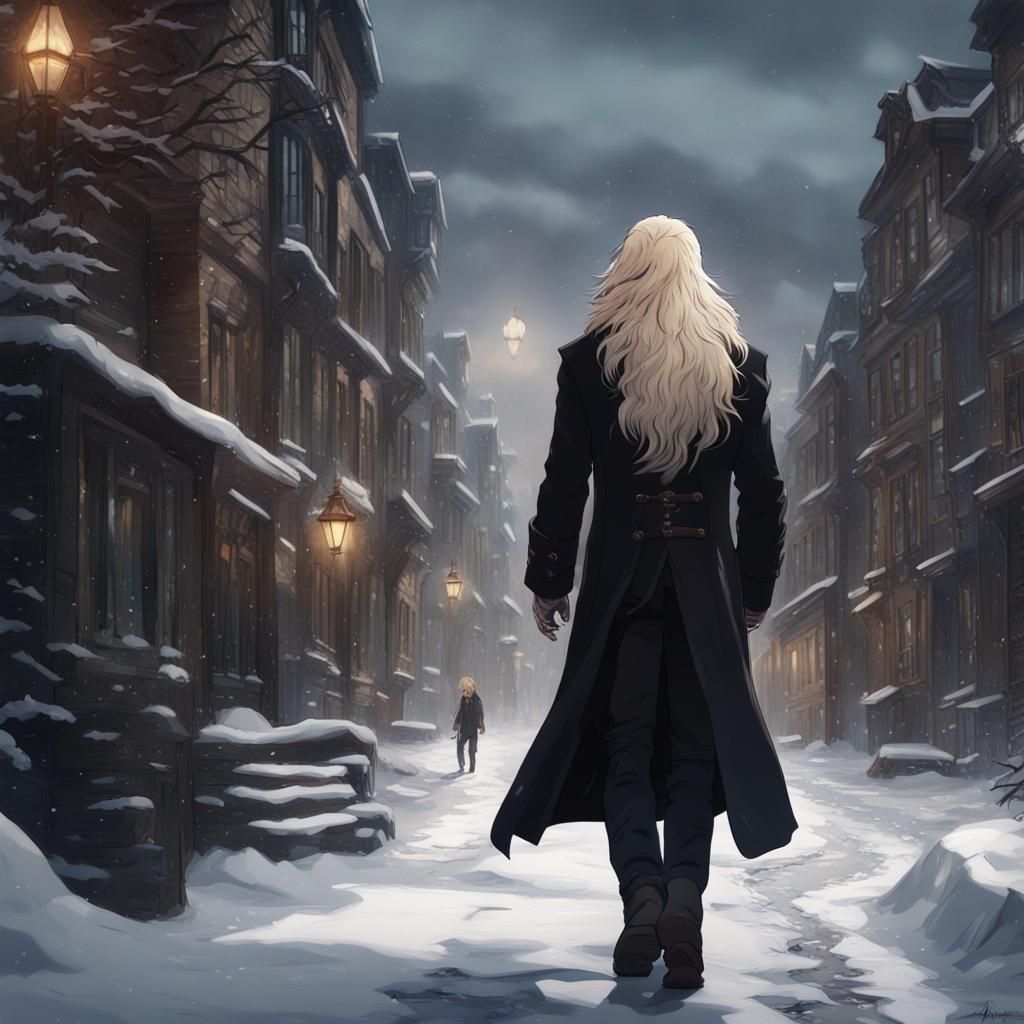 19th Century Canada Snow Scene in Anime Style