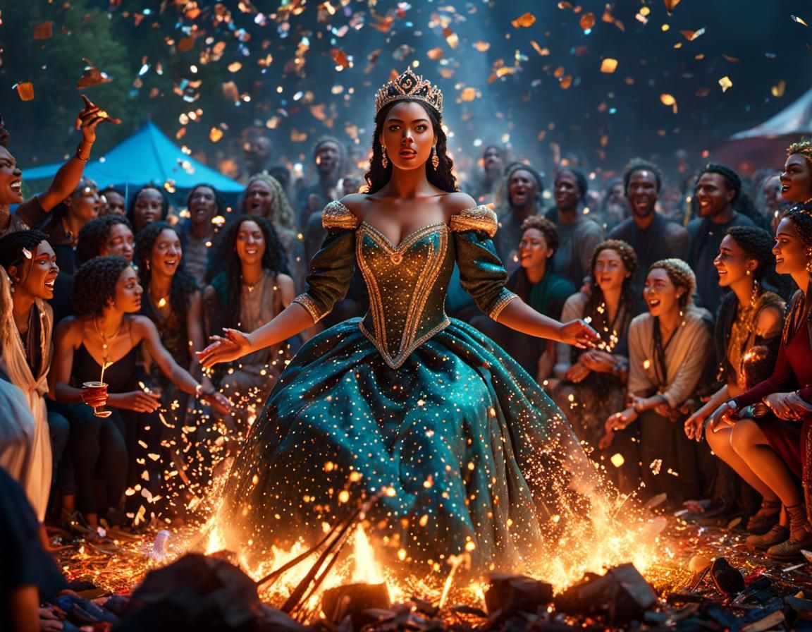 Princess Crowned at Campfire Party with Confetti