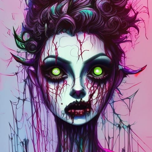 Zombie Girl in Surreal Dark Fantasy Style