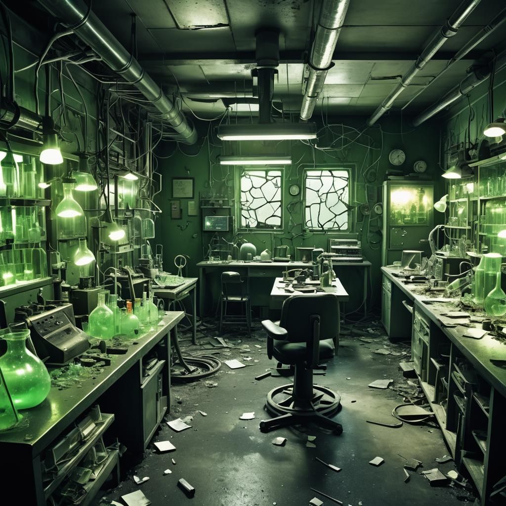 Surreal Science Lab in Dark Industrial Style