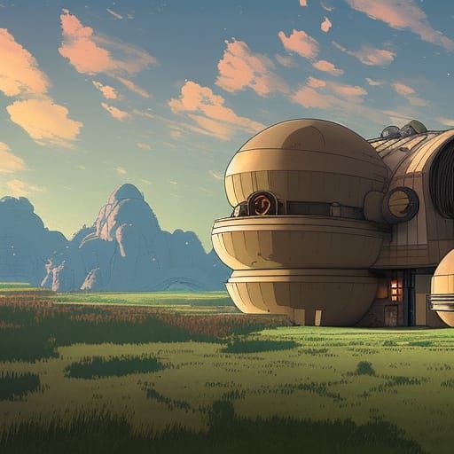 Sci-Fi Farmhouse Blueprint in Anime Style