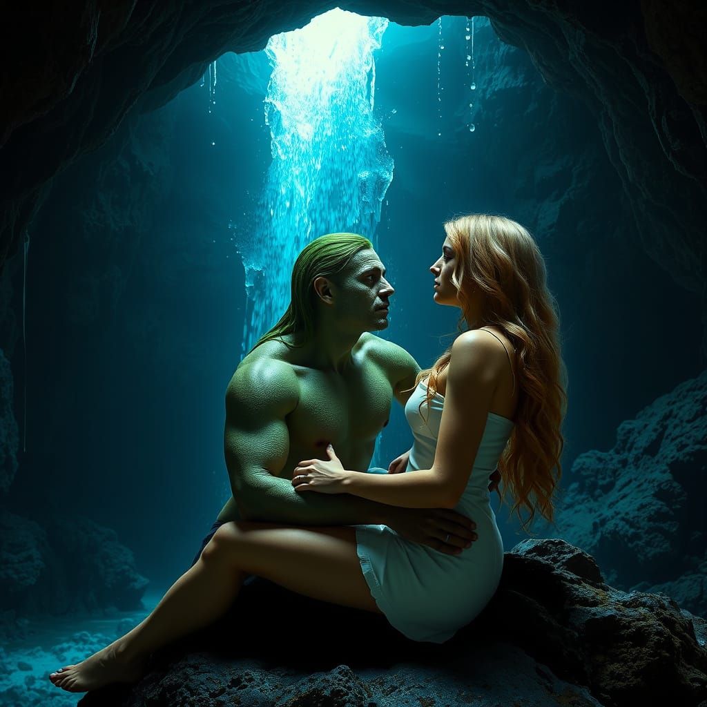 Sensual Encounter in an Underwater Cave