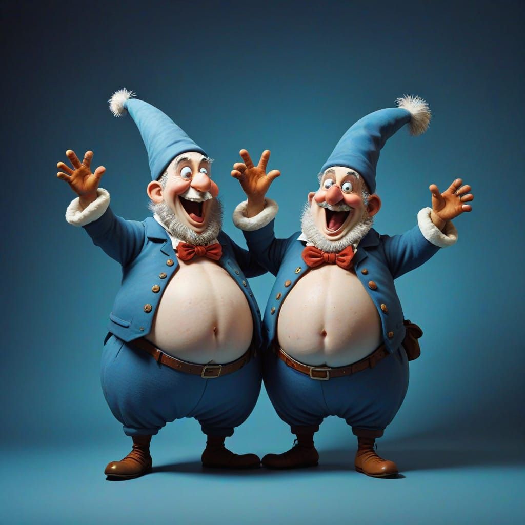 Charming Caricatures in Frosty Blues