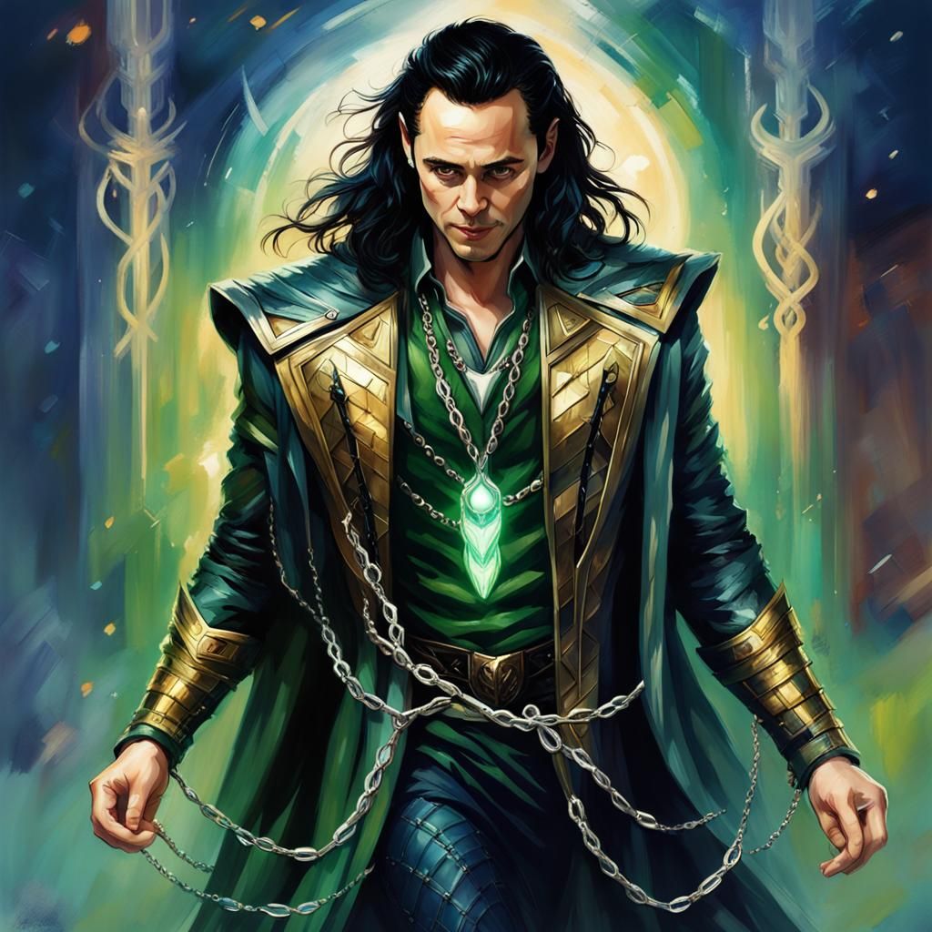 Loki of Asgard in Chains, Digital Art