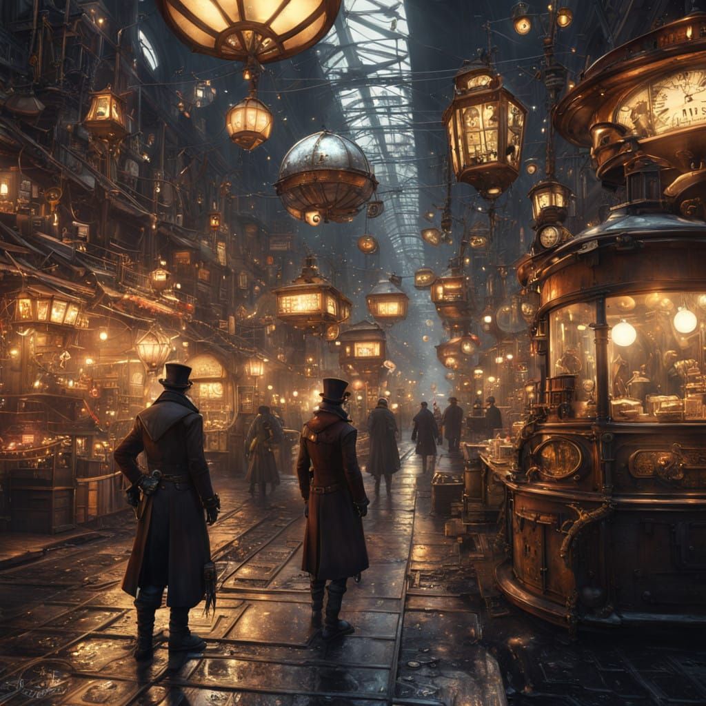 Steampunk City at Christmas: Elegant Victorian Fantasy