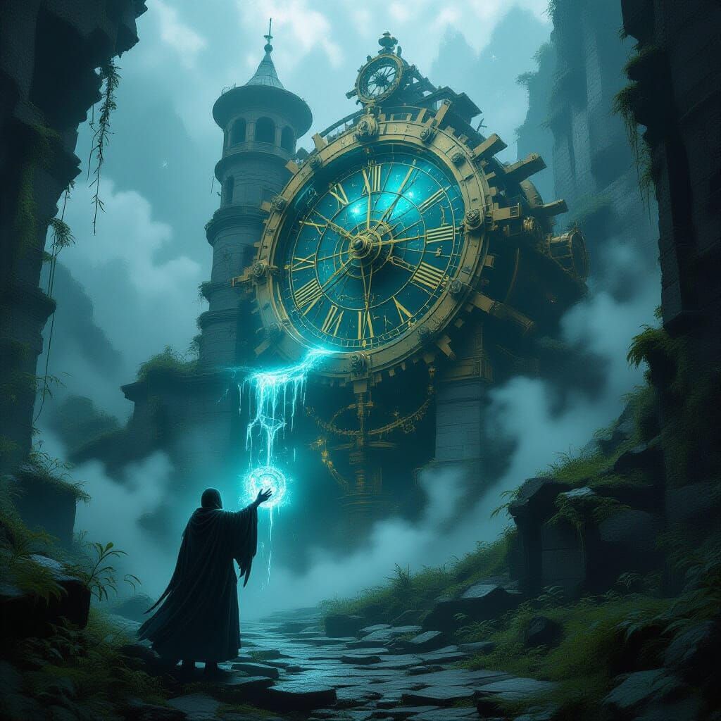 Clockwork Observatory in Mist-Shrouded Valley, Comic Book St...