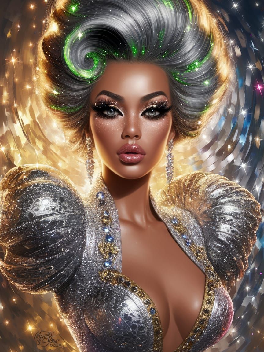 Glamorous Digital Portrait in the Glitz Art Style