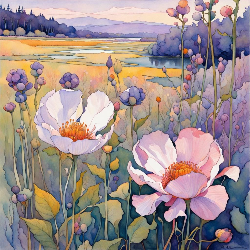 Gorgeous Flower in Art Nouveau Style