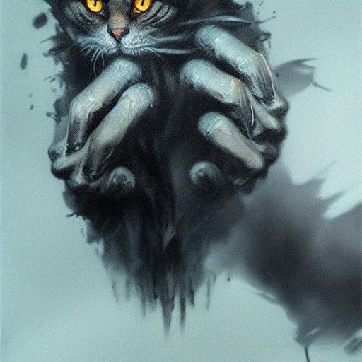 Hyper-Realistic Scary Cat with Human Hands