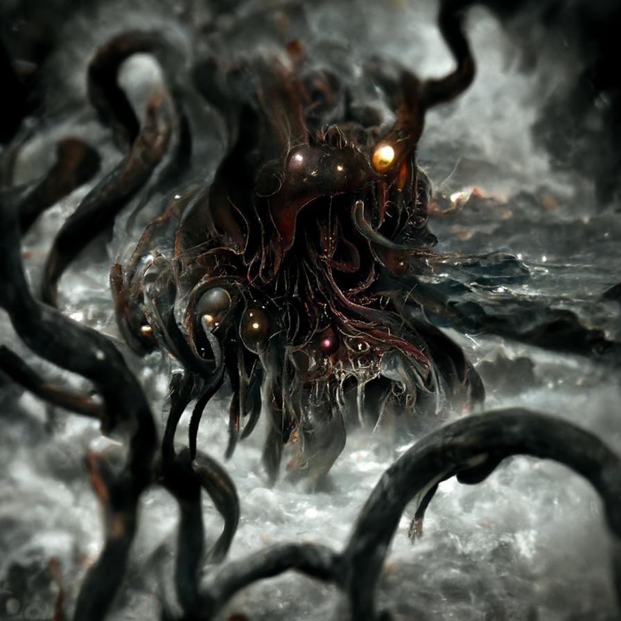 Horrific Cthulhu-Inspired Elder God Painting