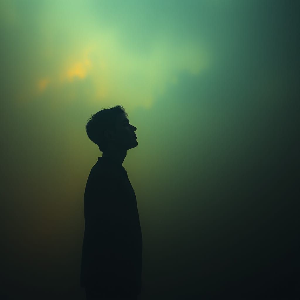 Contemplative Figure in Mystical Shadows: A Surreal Portrait