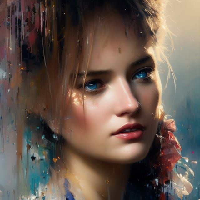 Blonde Girl Portrait in Detailed Matte Painting Style