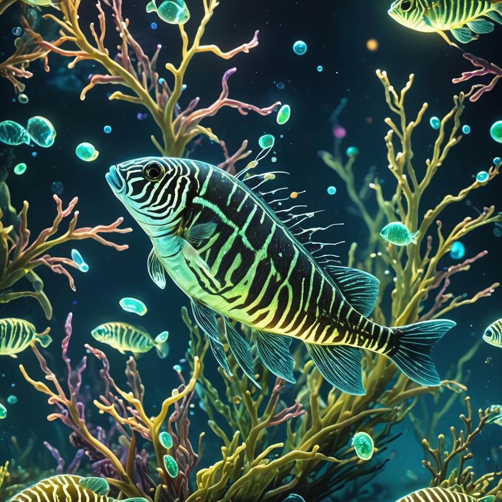 Bioluminescent Zebra Fish Receptor: Microscopic Concept Art