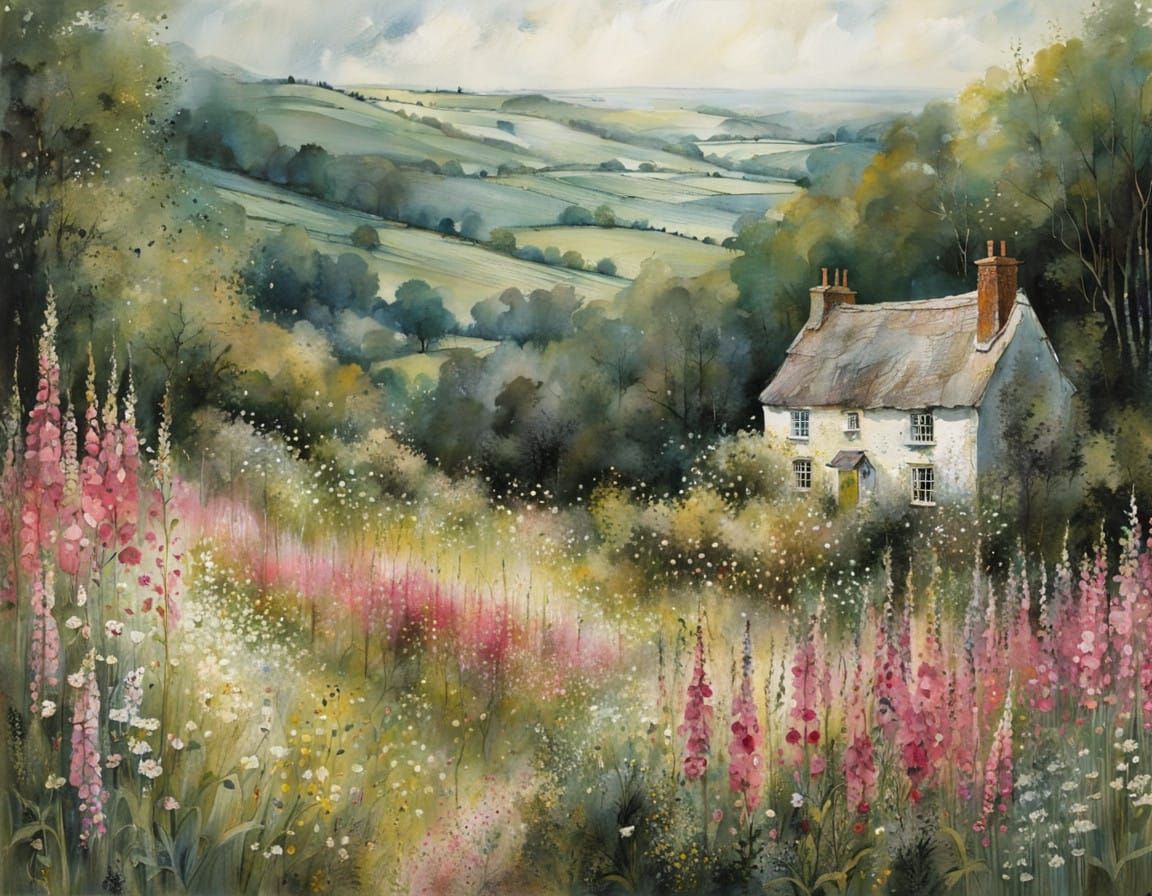 Illustrations of Foxglove in Watercolor Style