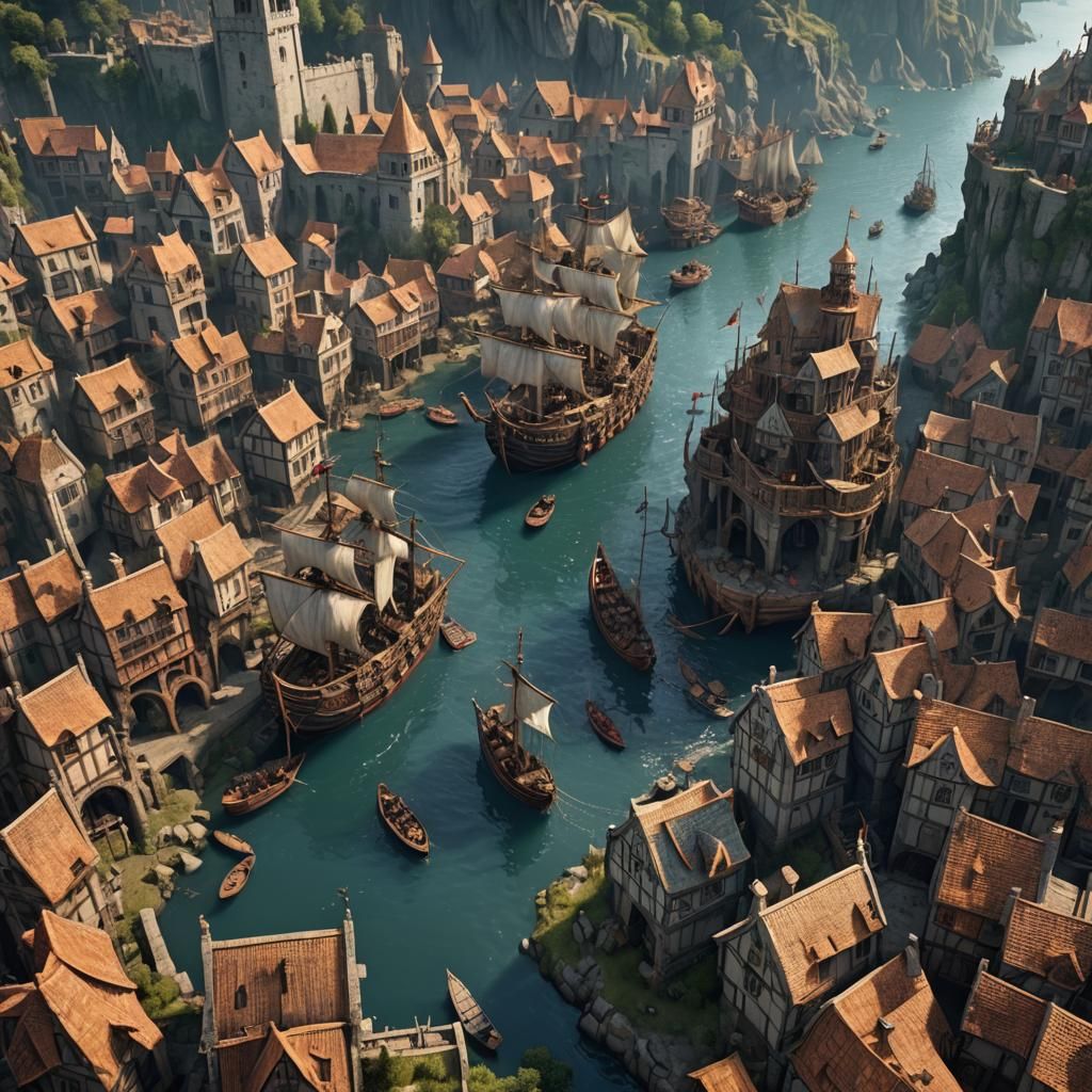 Medieval Naval Invasion in Detailed Matte Painting