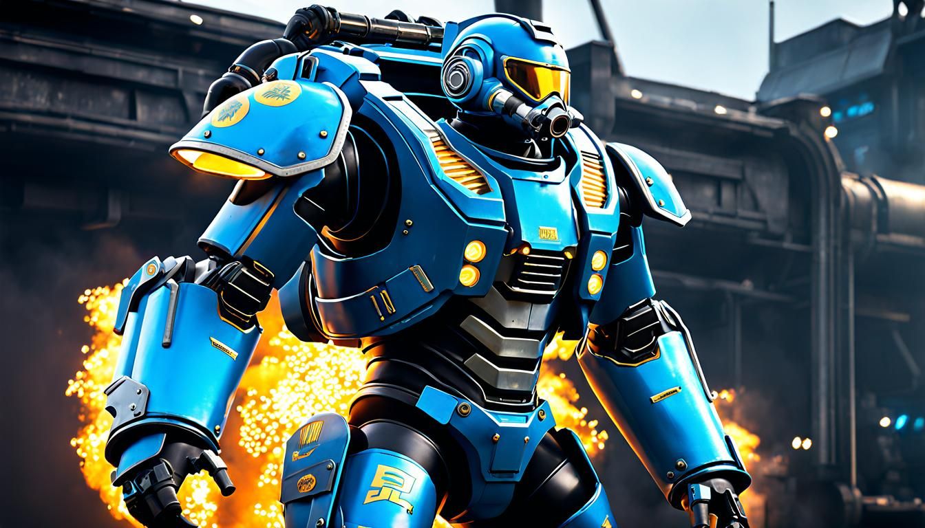 Nuclearpunk Power Armor with Jetpack in High Definition