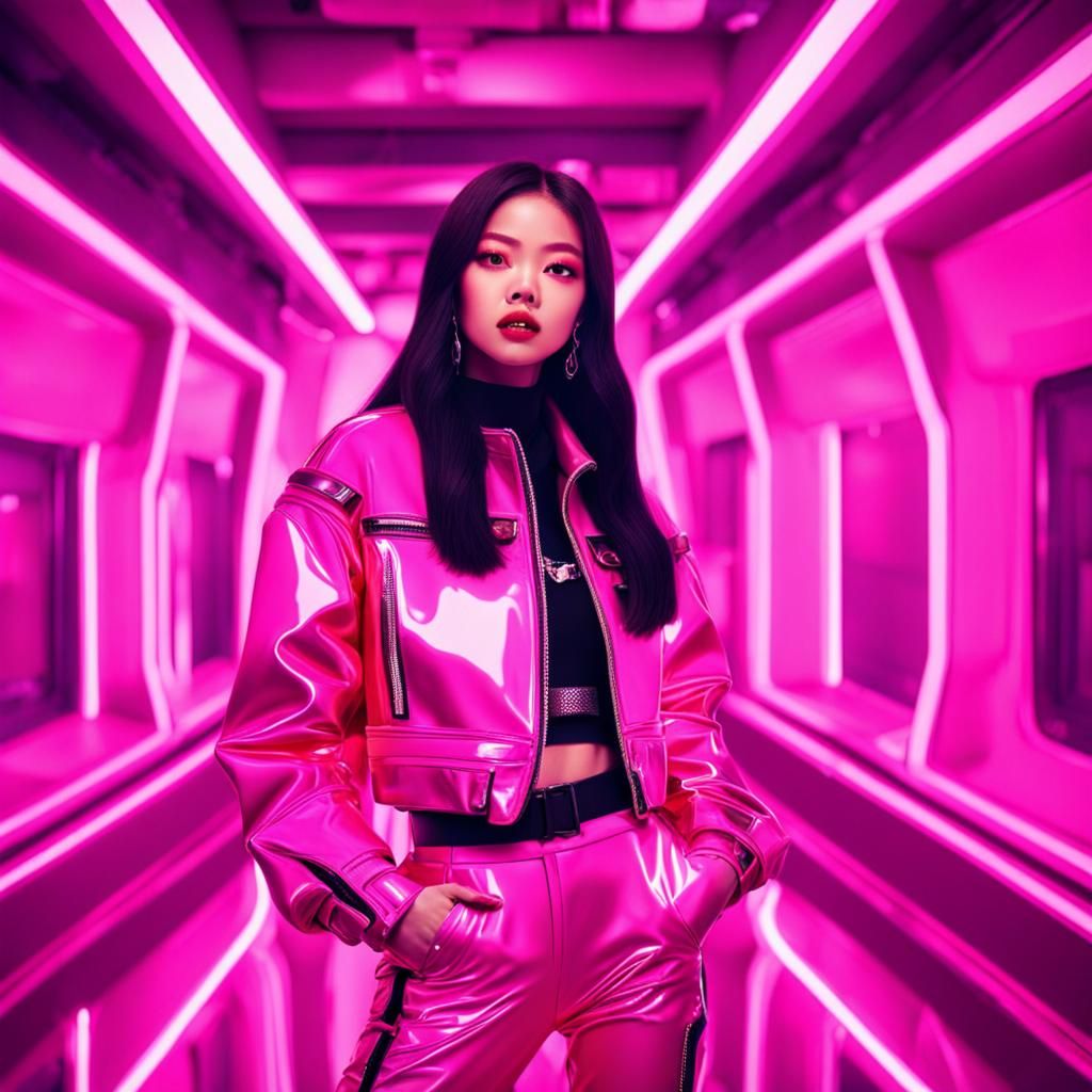 Jennie of Blackpink in Synthwave Style