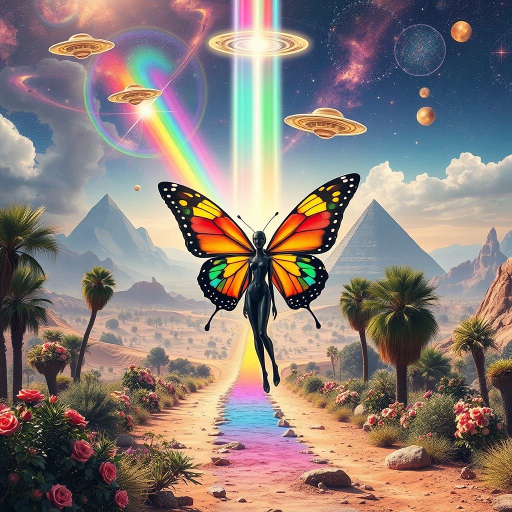 Majestic Butterfly Queen Reigns Over Futuristic Interdimensi...