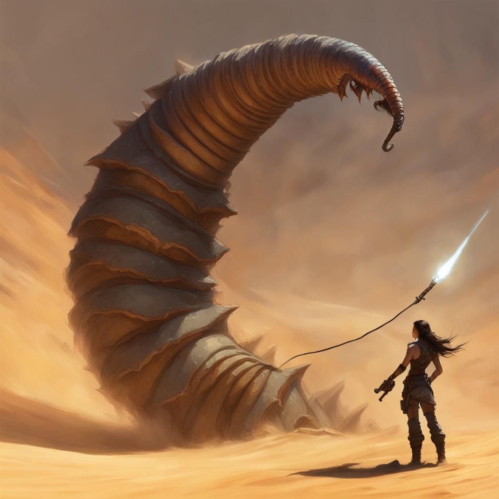 Sandworm in Sandpunk Style Under Blazing Sun