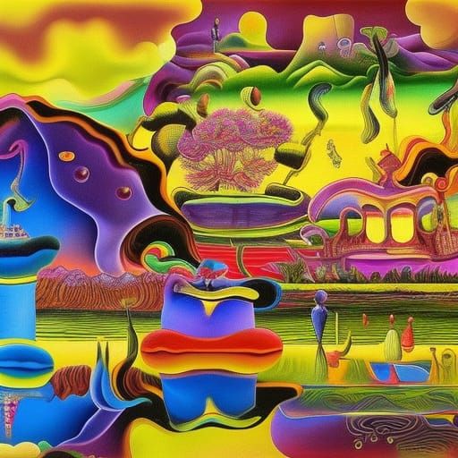 surreal psychedelic Anapji Pond South korea