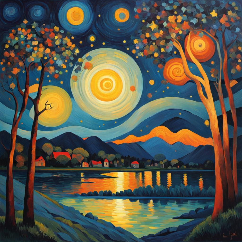 Starry Night in the style of Paul Gauguin
