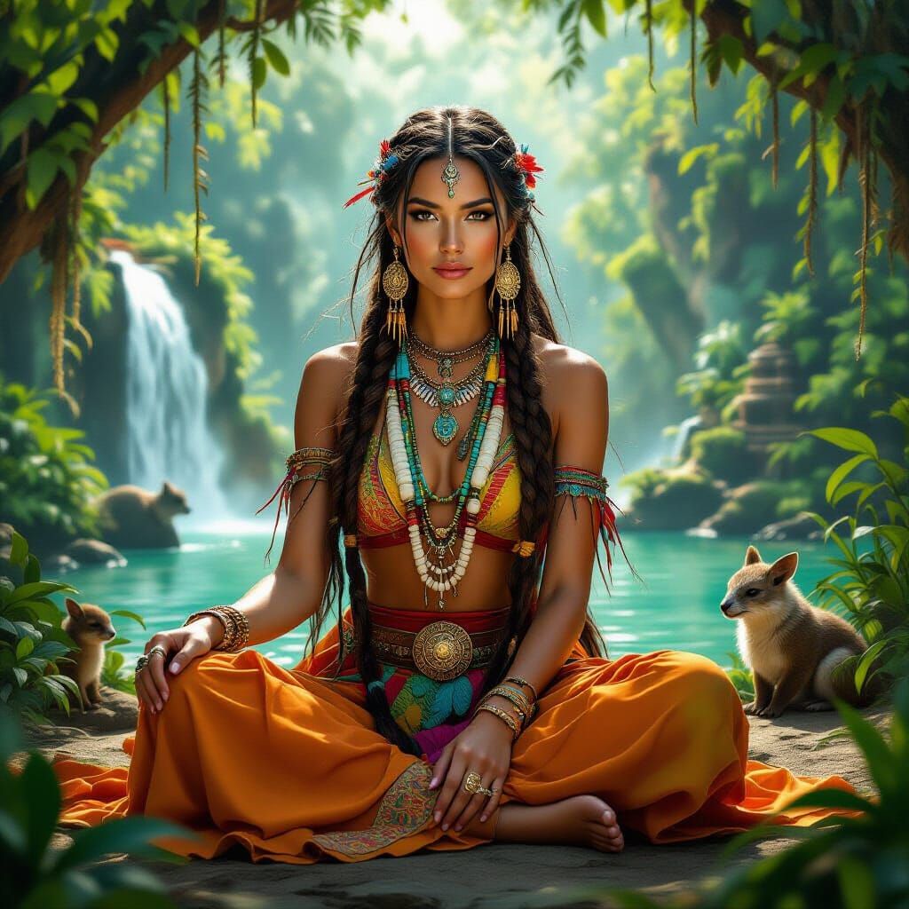 Shamaness in Jungle Temple: Divine Feminine Energy