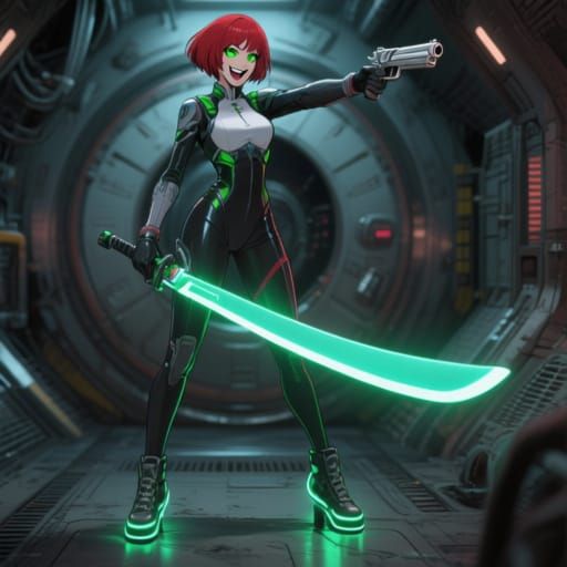 Space Pirate Akane in Studio Trigger Style