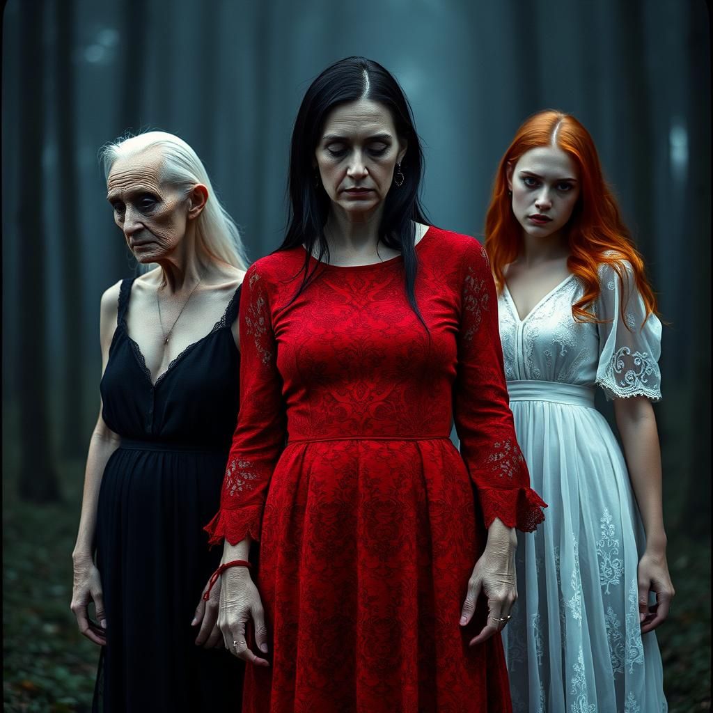 Ethereal Women in Lace: A Cinematic Film Still