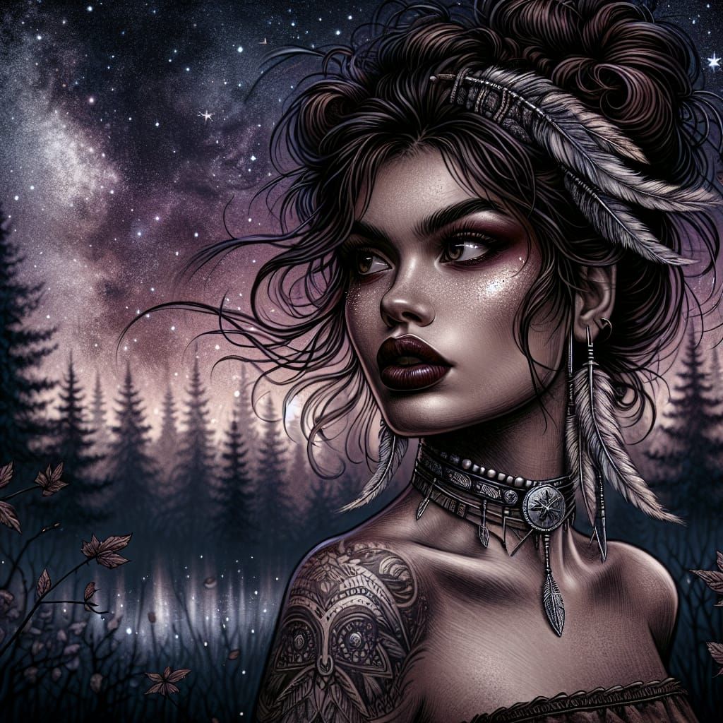 8th try. the most beautiful Cherokee brunette woman, front v...