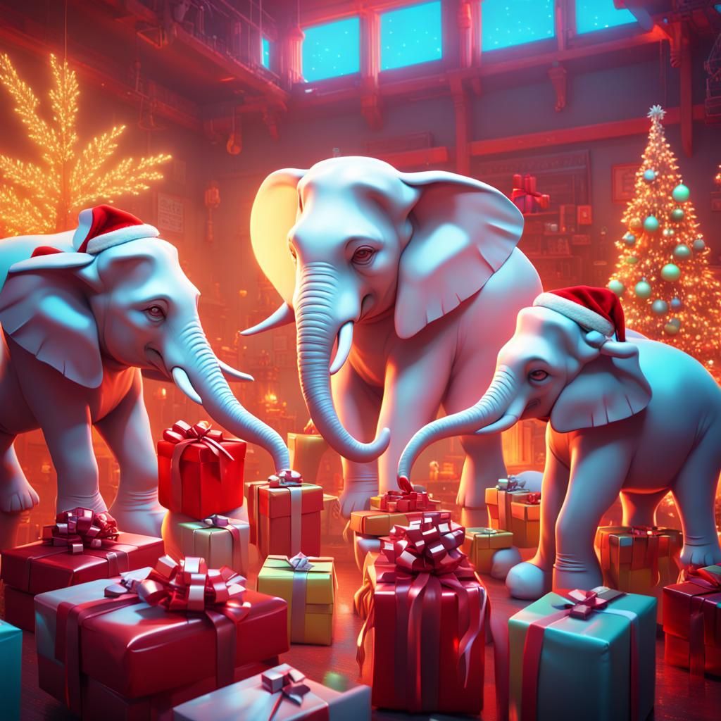 White Elephants Celebrate Cyberpunk Christmas