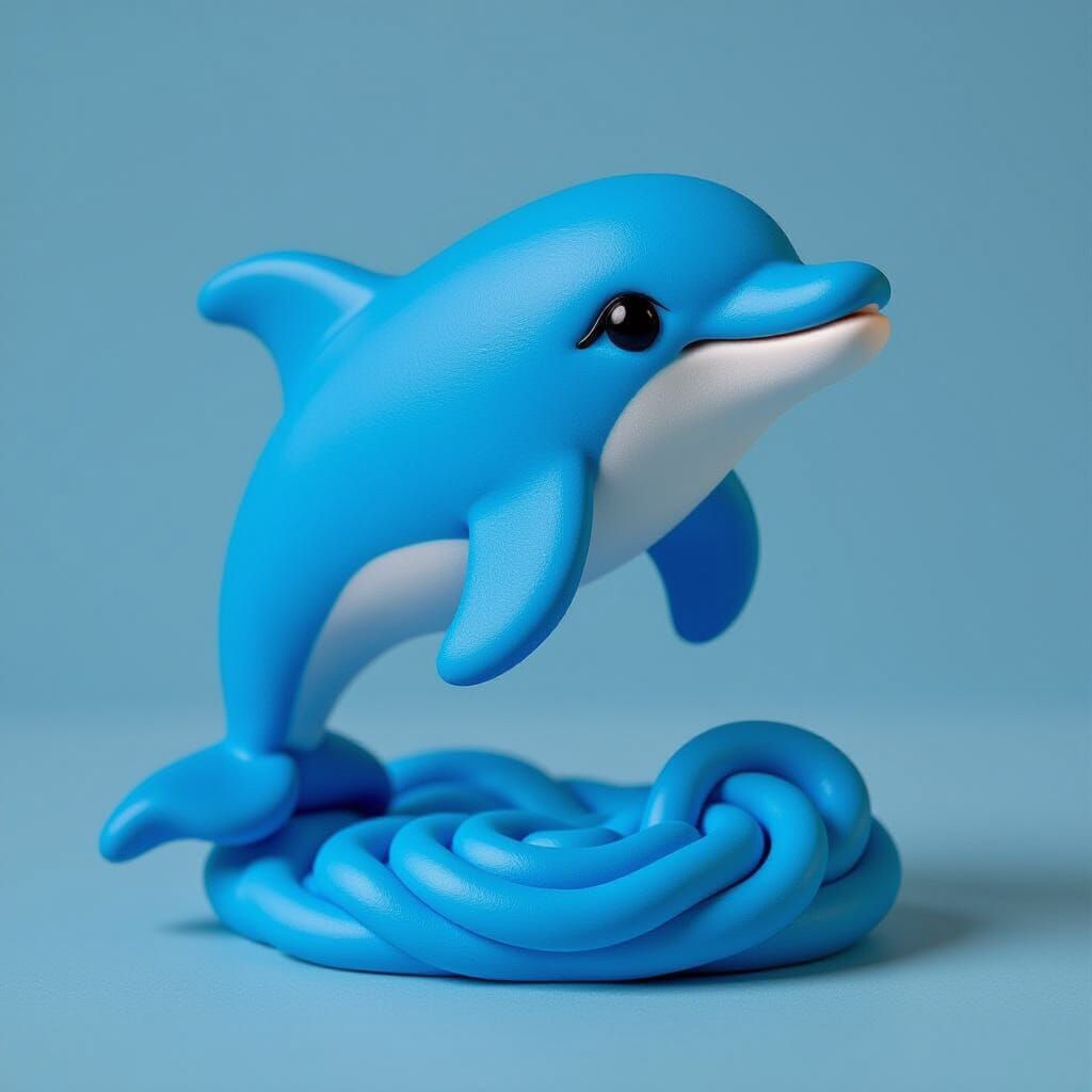 Play-Doh Dolphin Sculpture in Whimsical Pop Surrealism
