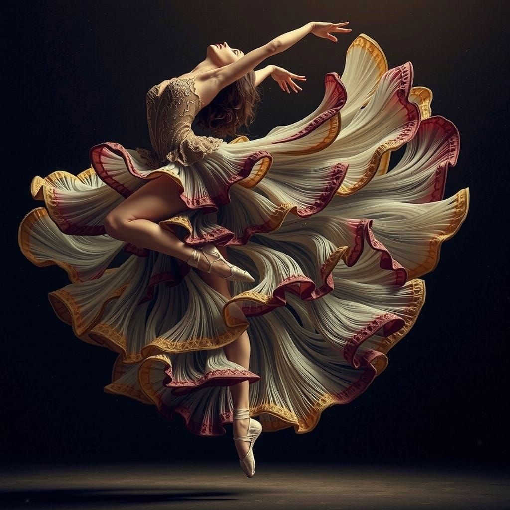 Cinematic Portrait of Dancer Mid-Air in Golden Light
