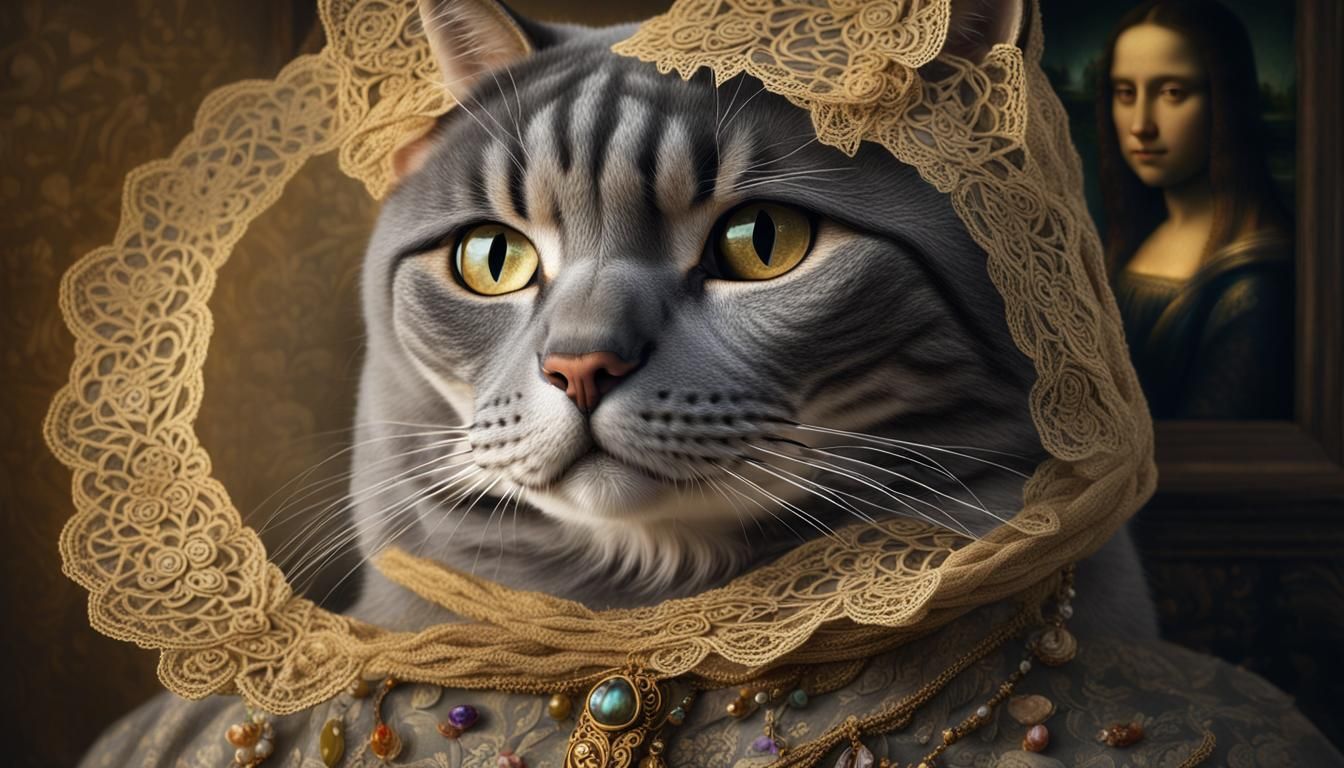 Renaissance Cat as Mona Lisa: Photorealistic Portrait