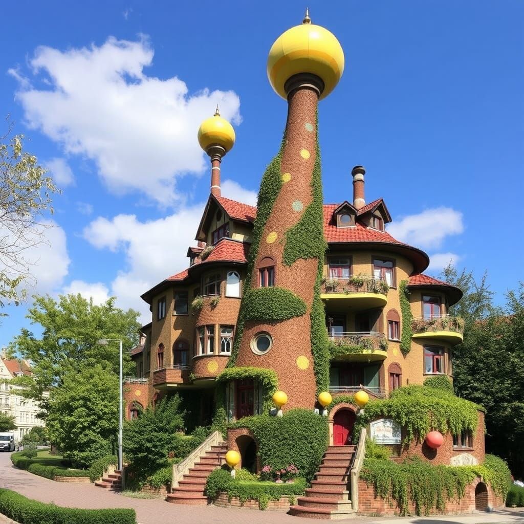 Surreal Hundertwasserhaus in Vienna