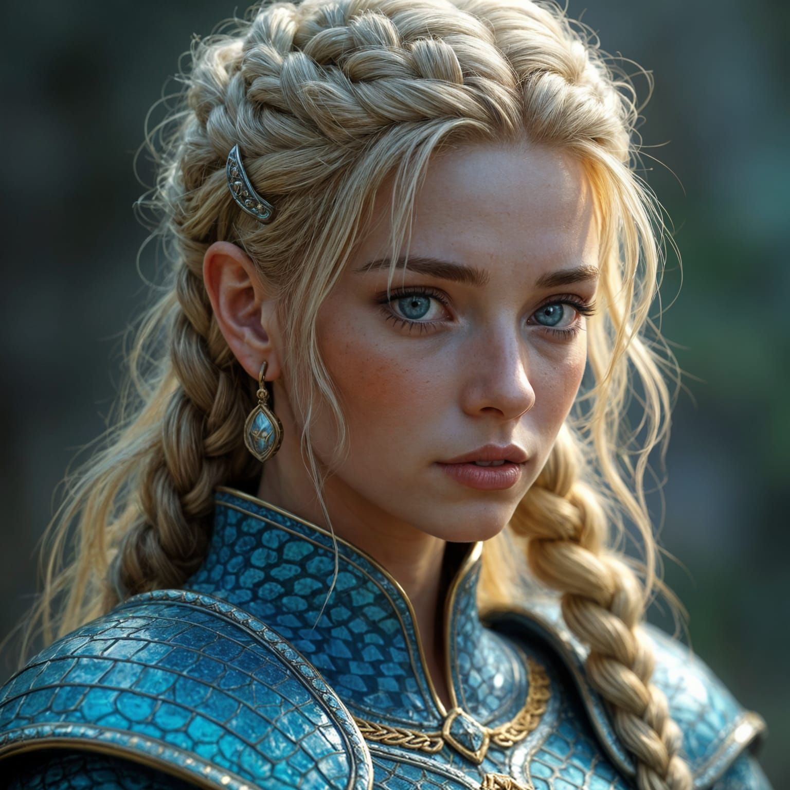 Viking Girl Portrait in Dragon Scale Armor