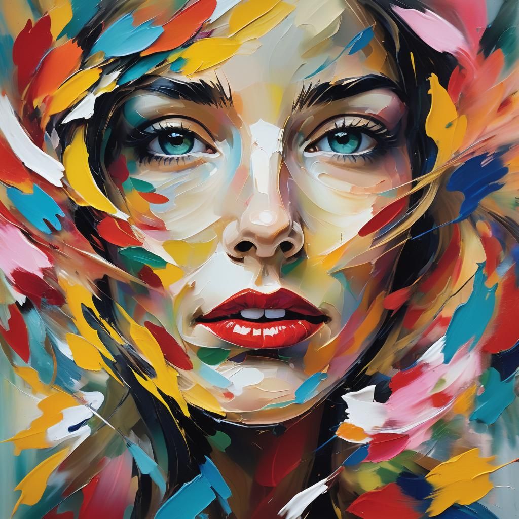 Abstract Expressionist Woman with Swirling Brushstrokes