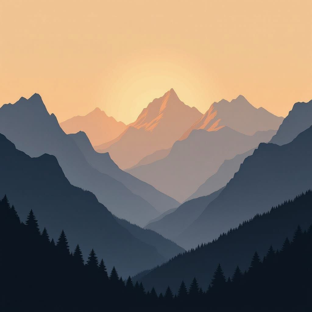 Misty Mountains at Dusk in Cinematic Style