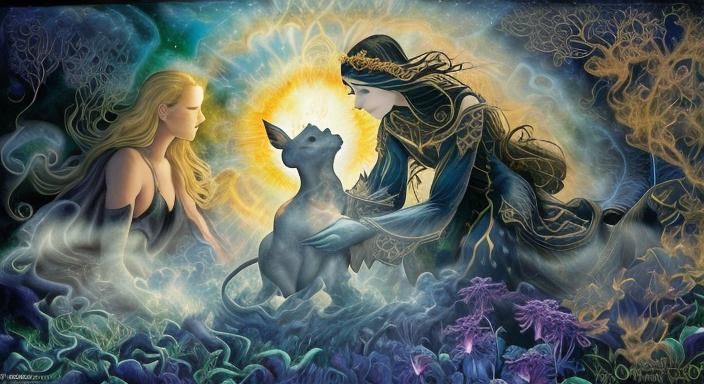 Nox: Protector of the Night in Surreal Watercolor Art