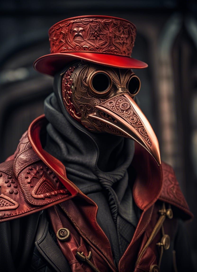 Hipster Plague Doctor in Dystopian Setting