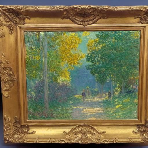 Impressionist Autumn Landscape with Falling Leaves