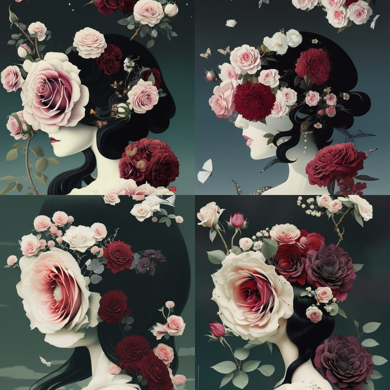 Roses in Black Hole: Surreal Manga Collage