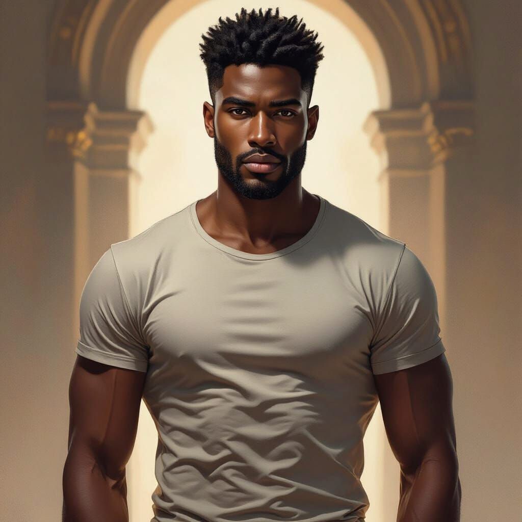 African God Exudes Regal Confidence in Hyperrealistic Oil Pa...