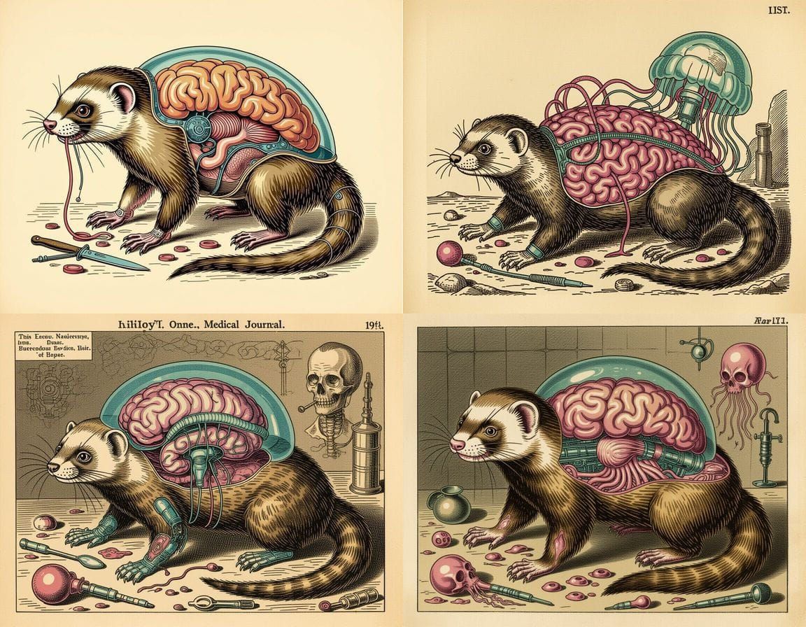 Bizarre Dissection Scene in Vintage Anatomical Illustration ...