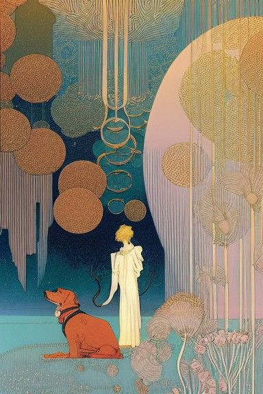 Dogs in Fantasy Landscape: Hyperrealistic Digital Art