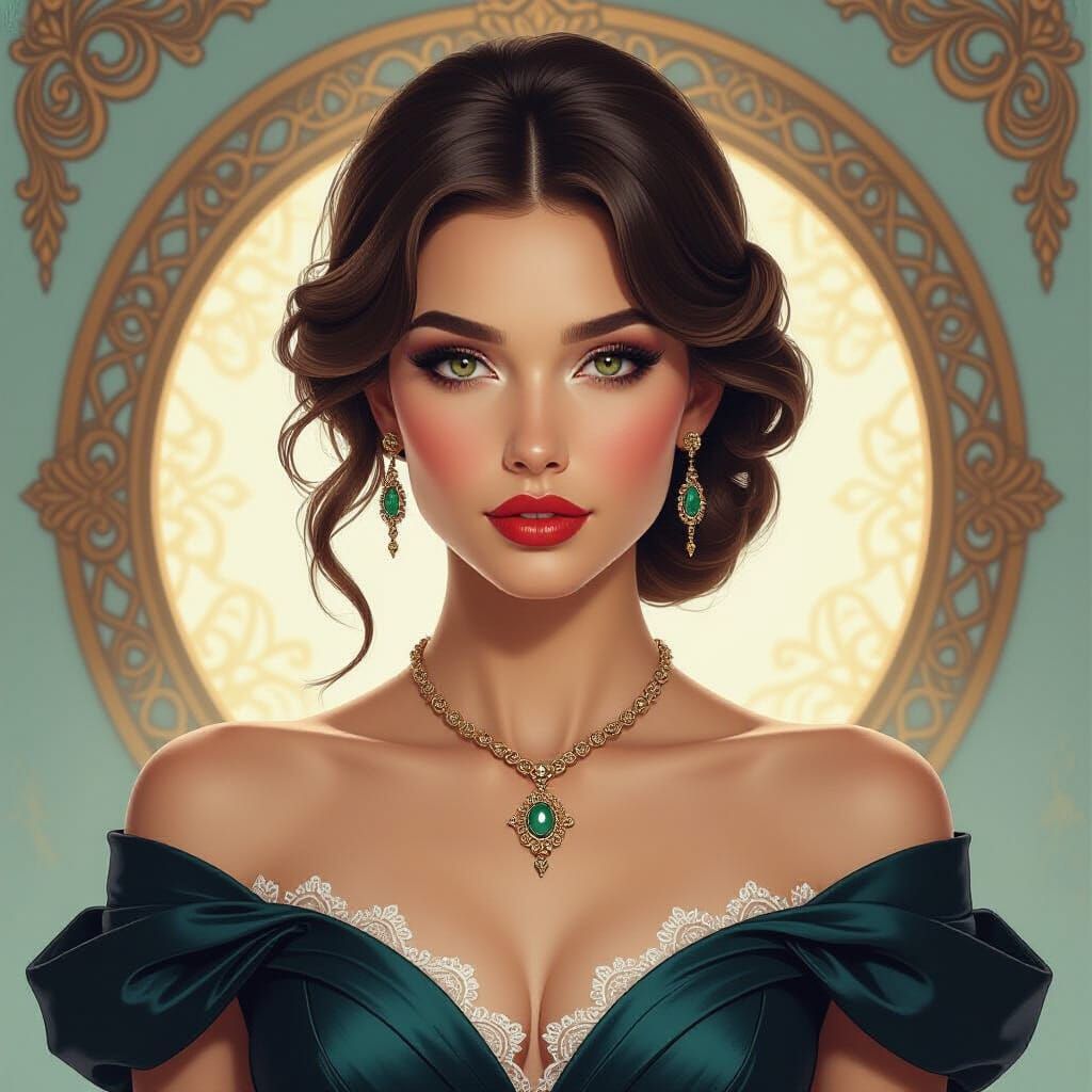 Elegant Woman Portrait in Fantasy Realism Style