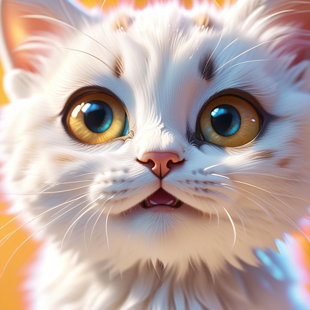 Cute Kitten Portrait in 3D Anime Art Style