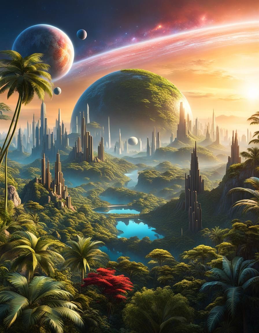 Exotic Alien Jungle Planet in Hyperrealism