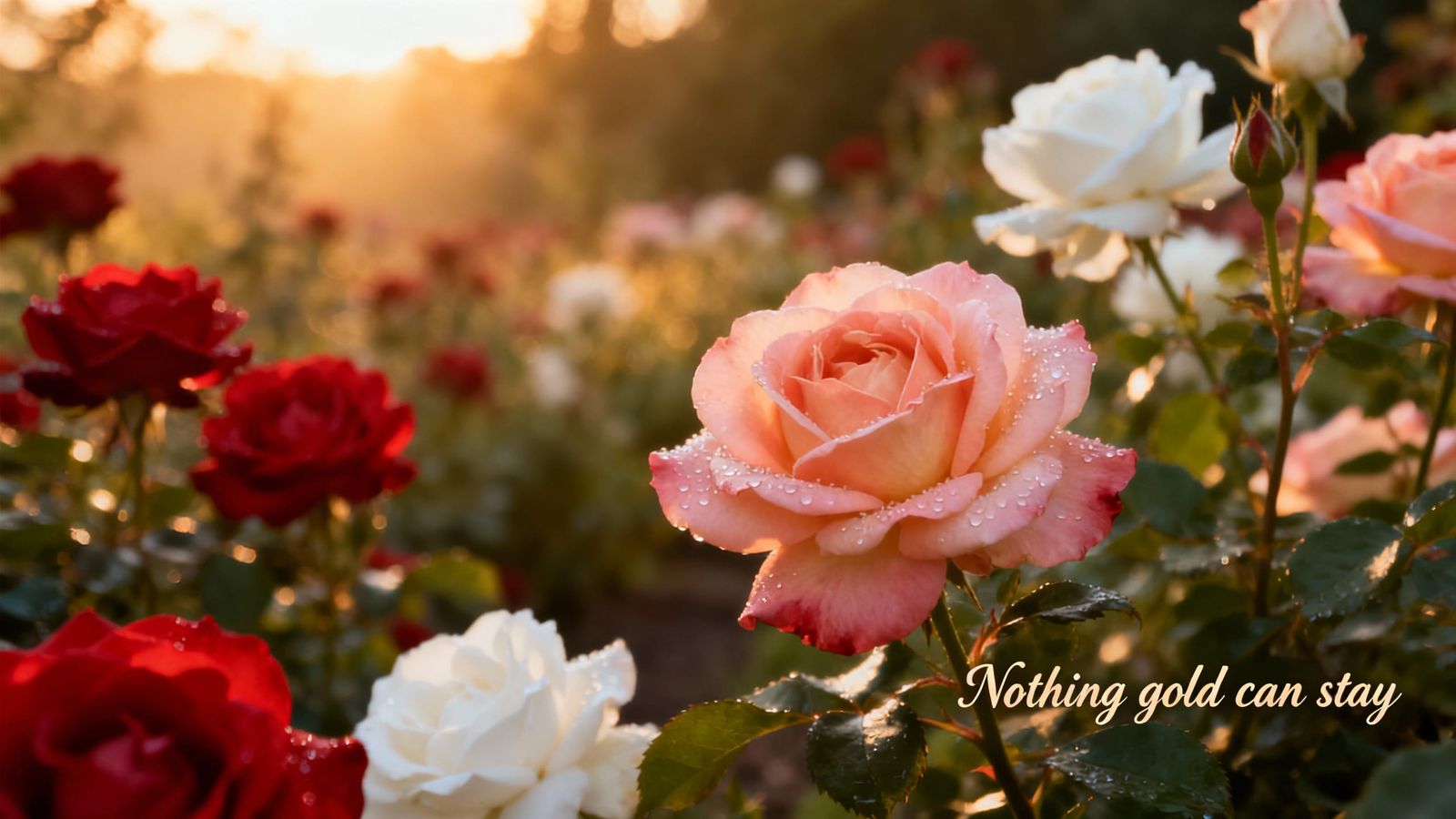 Rose Garden in Peak Bloom, Symbolizing Fleeting Beauty