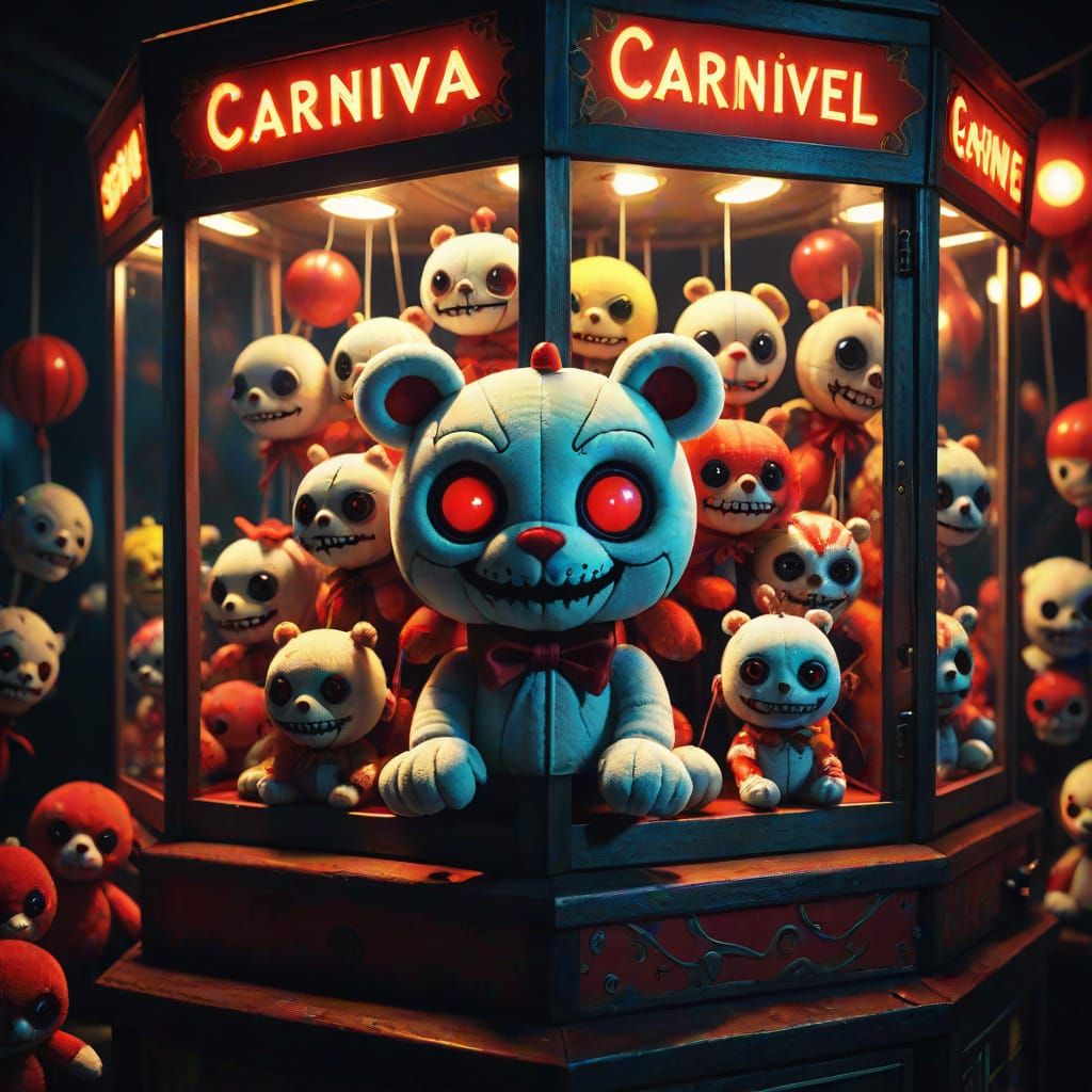 Sinister Stuffed Creatures in Claw Machine